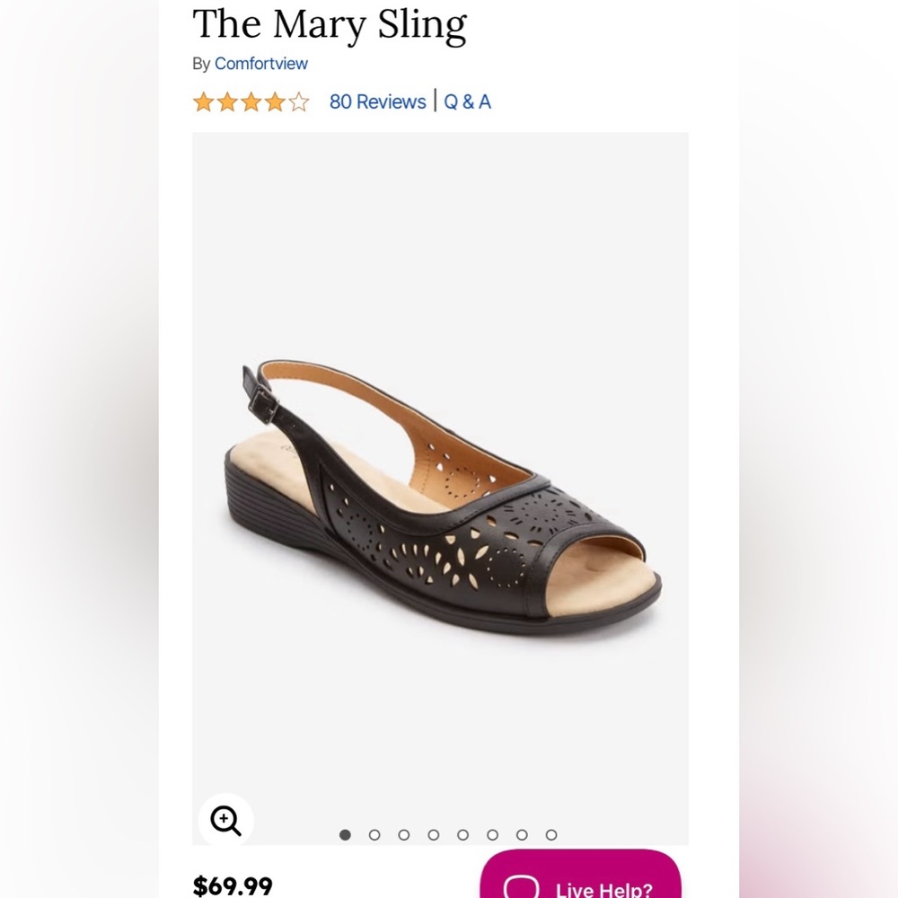 Comfortview Black Peep-Toe Slingback Sandals
